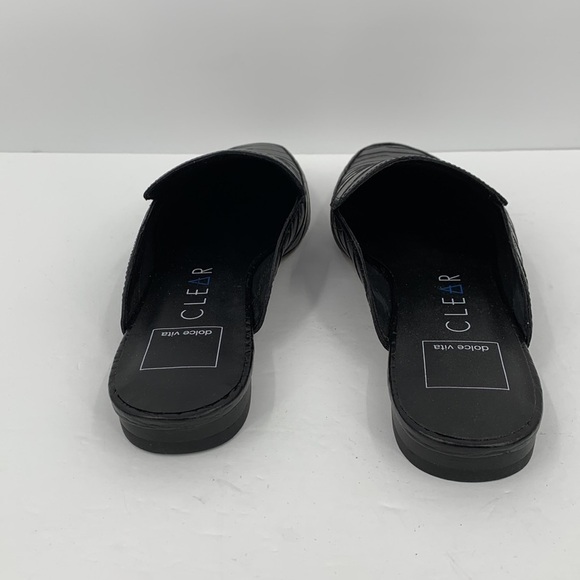 Dolce Vita Clear slide mule loafer shoe black crocodile embossed leather new 7.5 - Picture 5 of 6